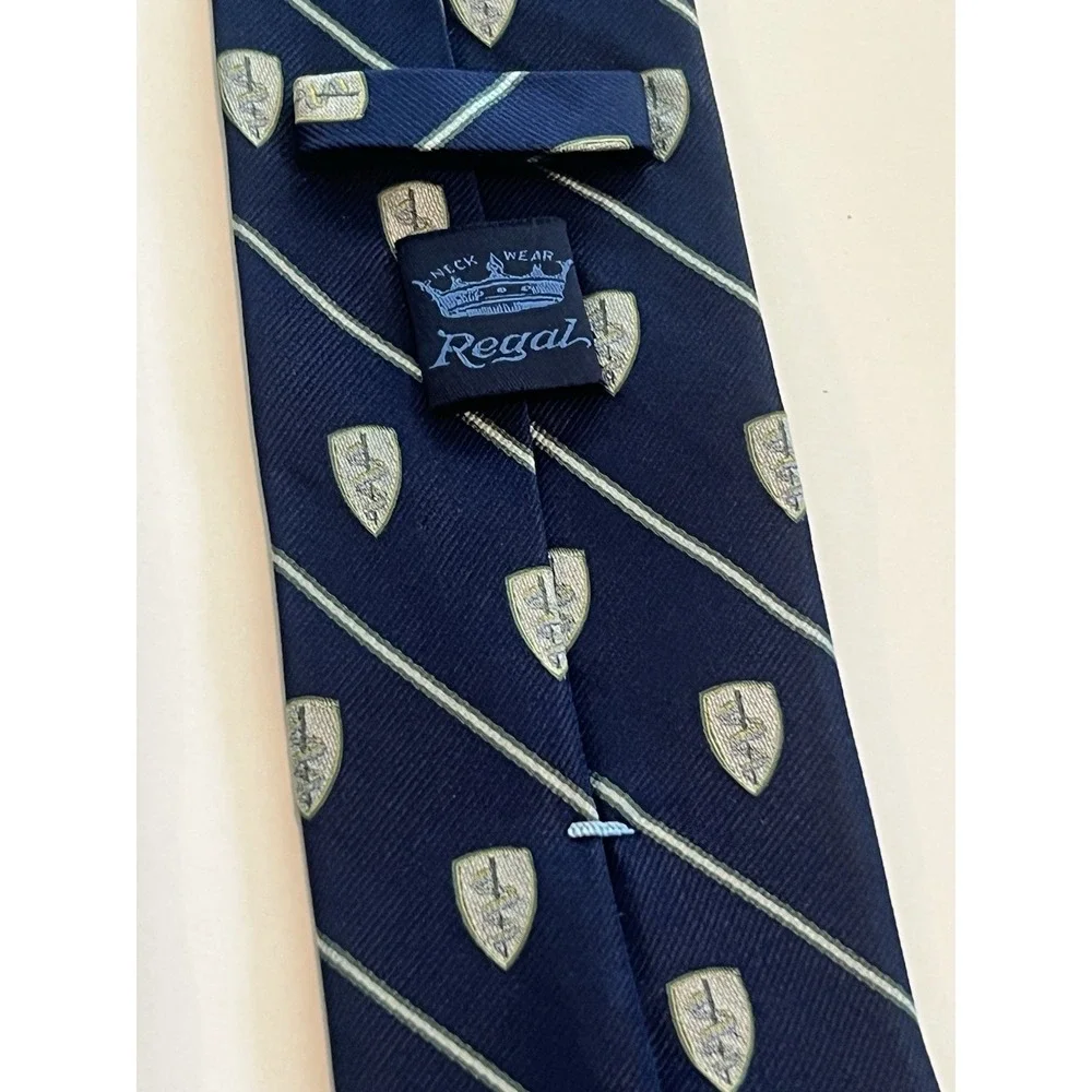 Rare Regal Rod of Asclepius Tie Navy Blue‎ Silver Silk Medical Doctor